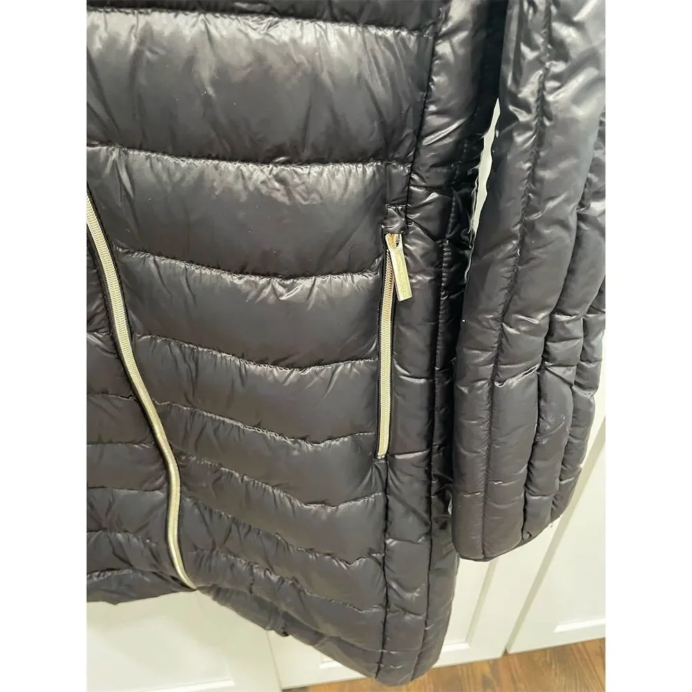 Michael Kors‎ Women's M Black Quilted Hooded Down Puffer Jacket Winter